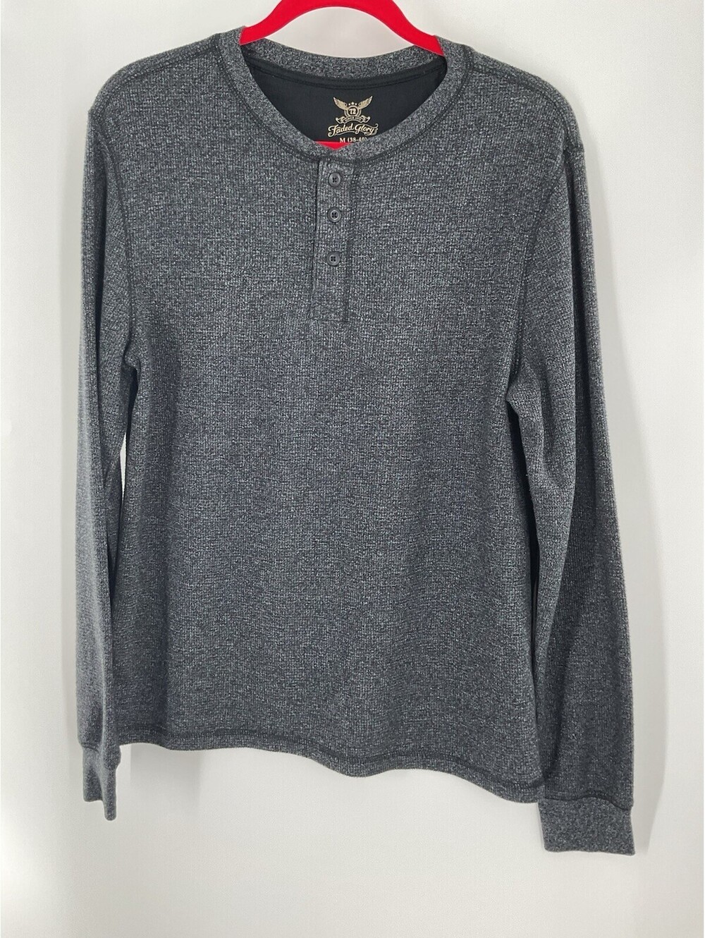Faded Glory Men’s Size Medium Thermal Long Sleeve Gray Sweatshirt 116